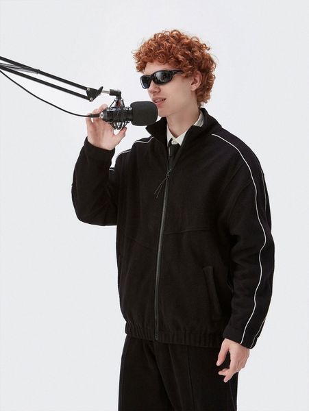 

men reflective contrast tipping zip up jacket a8ko#, Black;brown