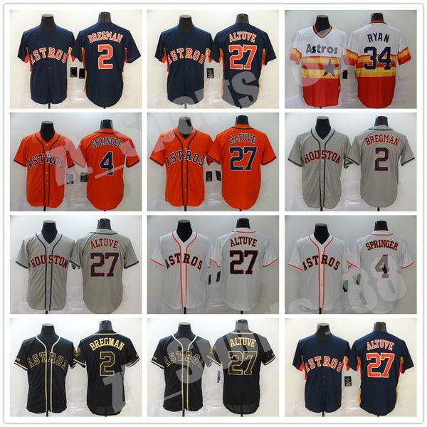 

houston 2021 men women kids youth baseball jerseys 4 george springe 27 jose altuve 2 alex bregman 34 nolan ryan astros jersey, Blue;black