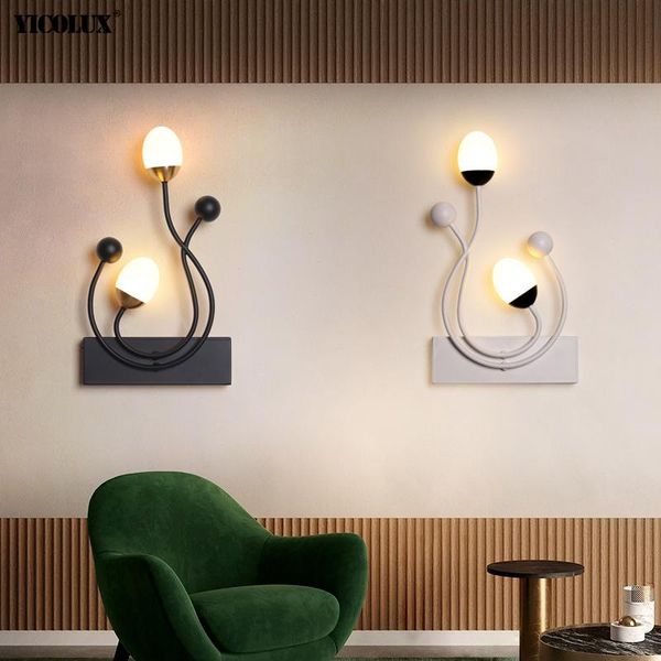 

iron nordic modern led wall lights for study living room bedroom bedside aisle corridor porch lamp indoor lighting ac90-260v
