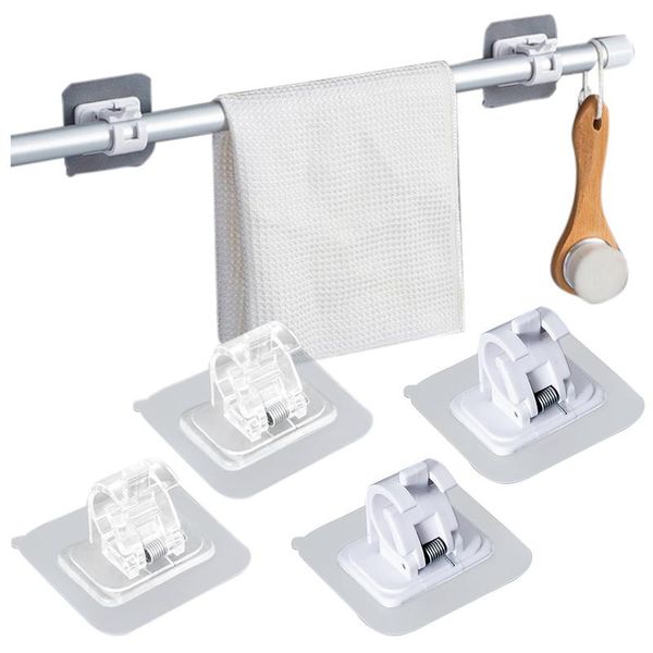 

shower curtains hanging pole clip punching holder hook clamp bracket home appliances for bathroom balcony 2pcs