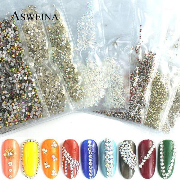

crystals nail art decorations glass rhinestones flat-back ab multi size 3d charm gems diy manicure decorations1, Silver;gold