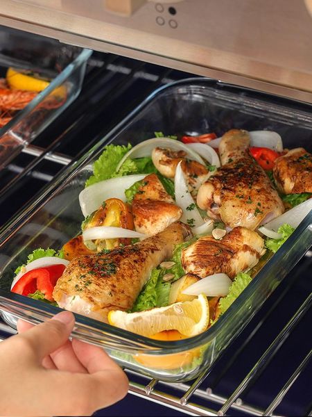 

pans glass baking tray rectangular double ear cake utensils heat-resistant