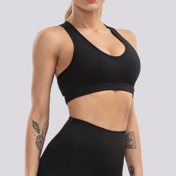 

yoga clothes nylon knitted beautiful back vest outdoor fitness bra chest thread workout clothing stretchy gym, White;black