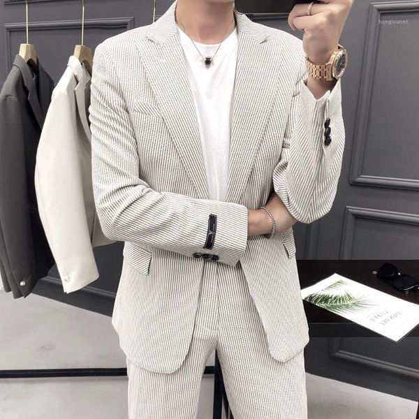 

men's suits & blazers summer light color fashion trend men tuxedo suit smoking homme mariage casual groom business tuxedos slim 2-piece, White;black