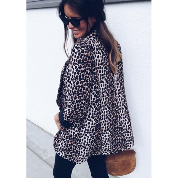 

women's suits & blazers elegant women leopard printed jacket office ladies coat snake suit cardigan female work wear outwear a4, White;black
