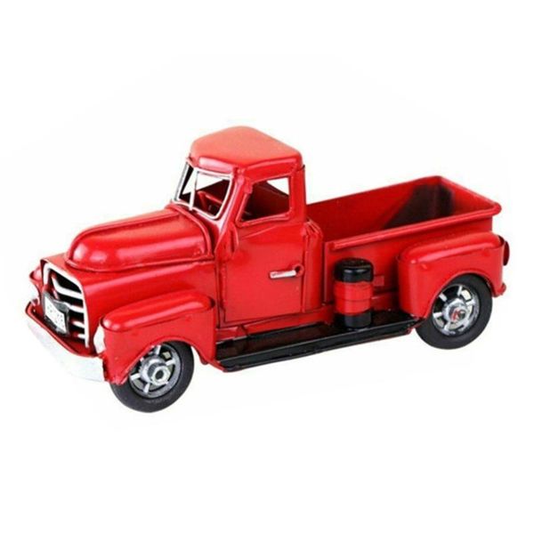 

decorative objects & figurines portable vintage metal classic rustic pickup red truck model car christmas tree universial home office decora