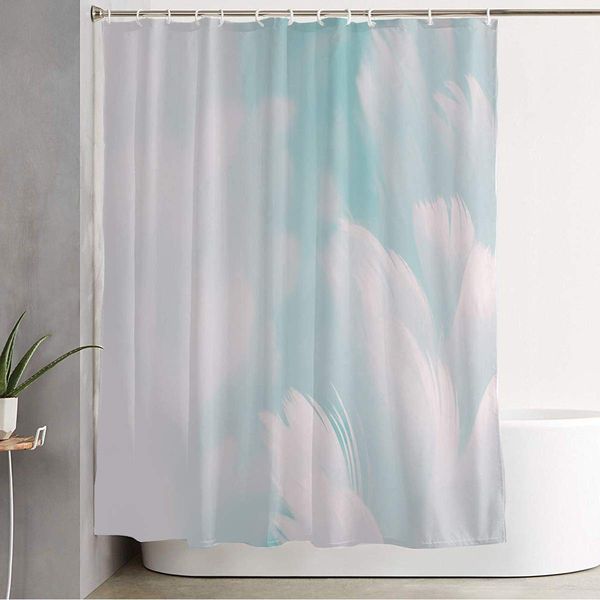 

shower curtain with hooks white fluffy valentine feathers duck on pale day teal beauty love delicate fashion textures smooth