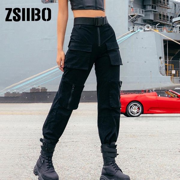 

women's pants & capris streetwear cargo women casual joggers black high waist loose female trousers korean style ladies capri jogger in, Black;white