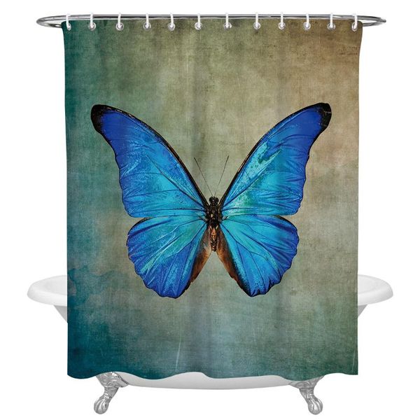 

shower curtains spring blue butterfly retro print waterproof polyester bath screen products bathroom curtain home decor