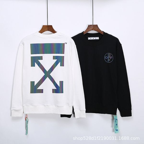 

new autumn winter 2020 off front rear 3n colorful reflective arrow round neck sleeve for men and women, Black