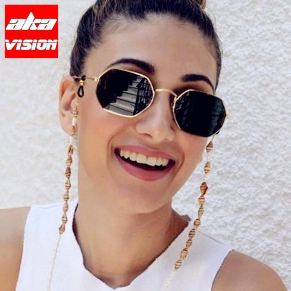 

outdoor eyewear aka vision 2021 hexagon sunglasse women metal brand designer women/men rimless glasses uv400 lentes de sol mujer
