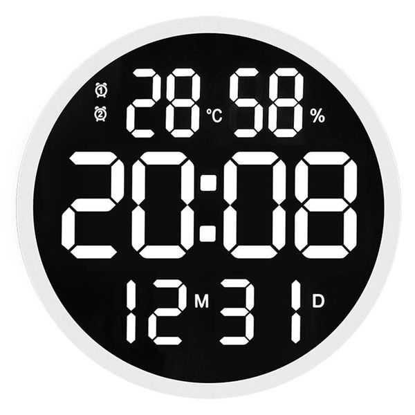 

wall clocks 12inch led mute digital temperature&humidity clock,electronic clock for living room decoration