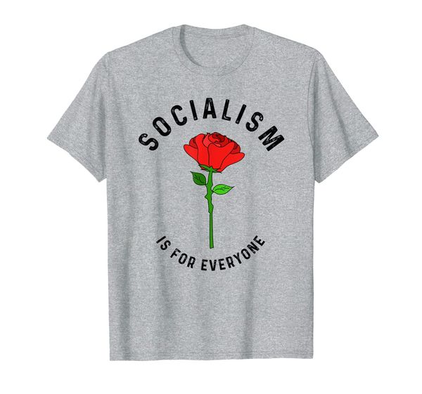 

socialism is for everyone - red rose t-shirt, White;black
