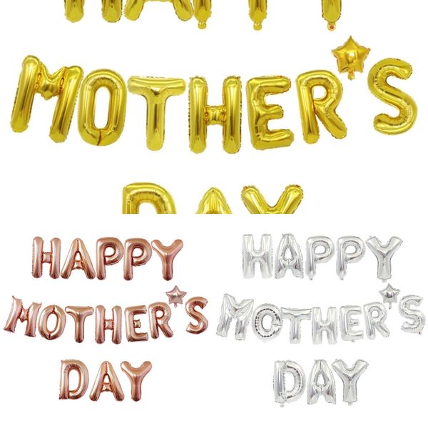 

10 inch happy mother's day letter balloons silver gold rose color balloon love mum mother day party decoration ornaments surprise g34mb, Blue