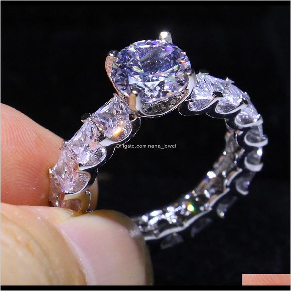 

cool selling luxury jewelry 925 sterling silver stack princess cut 5a zirconia square cz wedding band ring for women 5v4z7, Slivery;golden