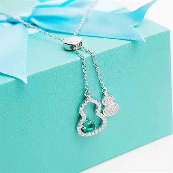 

2020 net red s925 pure silver gourd double layer necklace set for women, Black