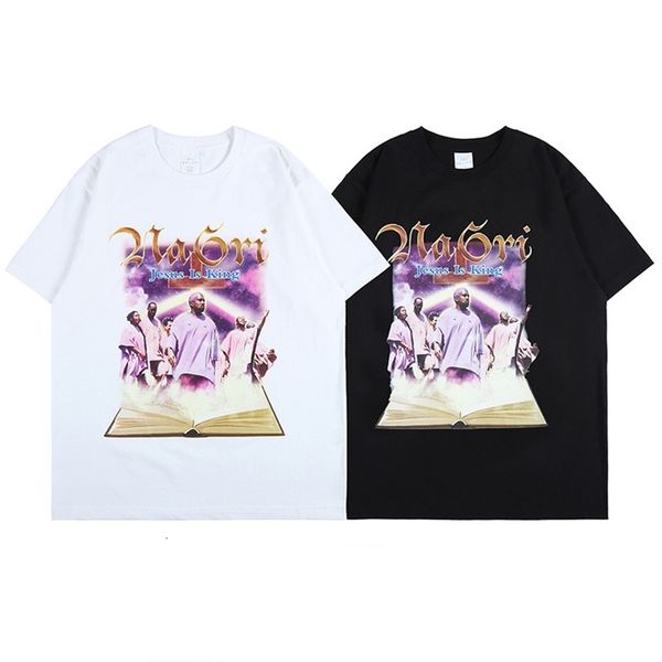 

men's t-shirts jesus is king t-shirts kanye rapper print short-sleeve of vintage men s, White;black