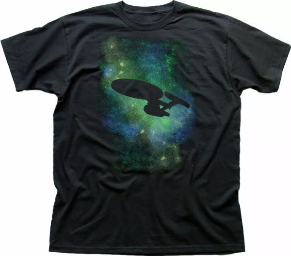 

STAR TREK starfleet USS Enterprise black t-shirt 9887, White;black