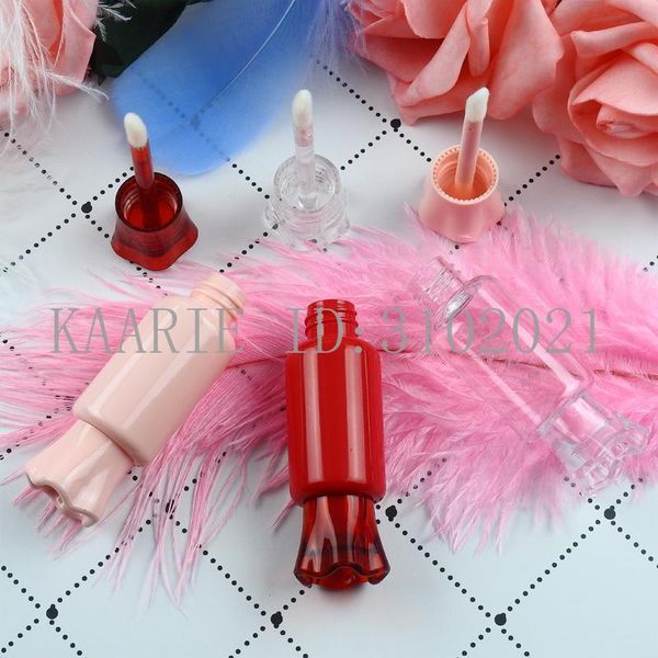 

10/20/30pcs 8ml clear/pink/red candy pp empty lipstick tube lip bottles gloss container with brush clear lid storage & jars
