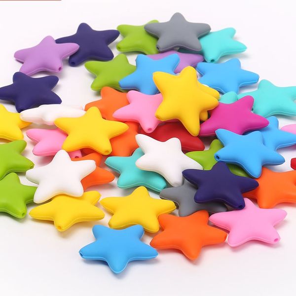 

chenkai 50pcs silicone star chewing teether beads diy mom wearing baby shower pacifier sensory jewelry toy 210316 135 z2