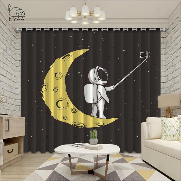 

curtain & drapes curtains astronaut space window living room bedroom home decoration panel treatment micro shading