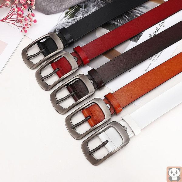 

belts women's leather buckle decorative belt casual versatile cowhide lady's pants, Black;brown