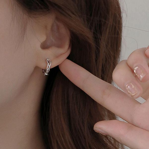 

hoop & huggie thorn tree branch earrings for women simple trendy round plant ear buckle korean niche design fresh female lady jewelry, Golden;silver