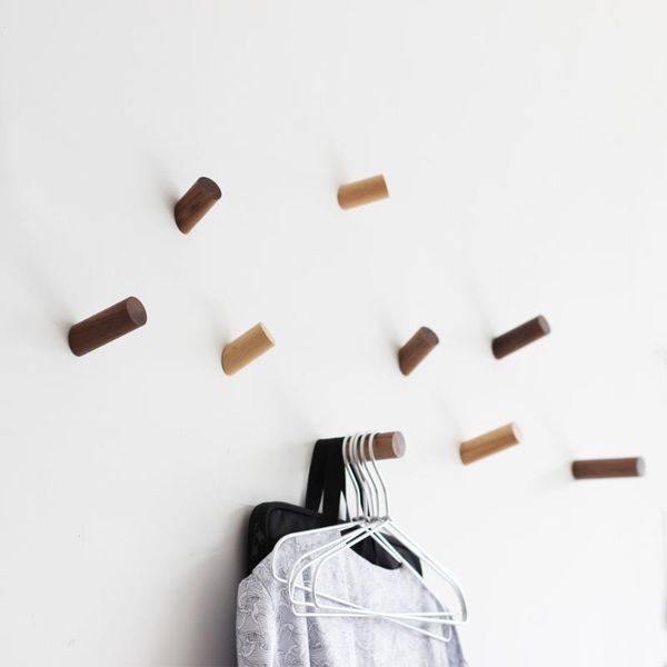

hangers & racks 2pcs simple style natural wood clothes hooks eco-friendly wooden hat-and-coat screw included umbrella sundries hanger