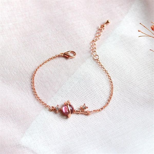 

fancy pink chamilia beads key modeling bracelet exquisite rose golden hand chain small gift for girlfriend for girl woman g136, Golden;silver