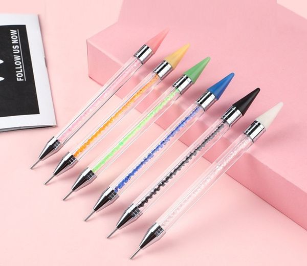 Dual-ended Nagel Punktierung Stift Kristall Perlen Griff Malerei Liefert Strass Studs Picker Wachs Bleistift Maniküre Nägel Kunst Werkzeug