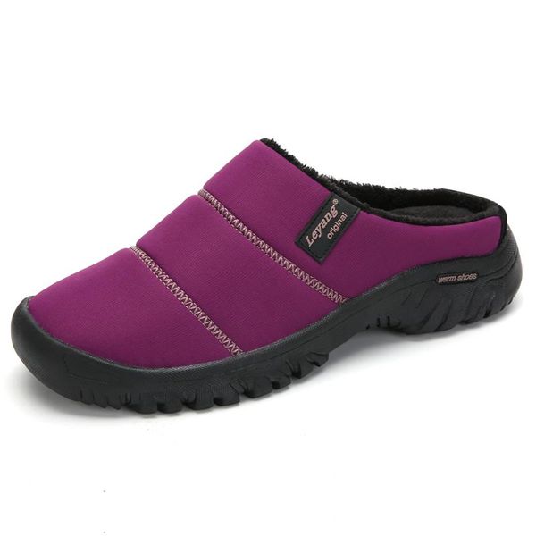 

dacomfy women home slippers plush warm indoor couple winter shoes slip on flats comfortable men botas outdoor, Black