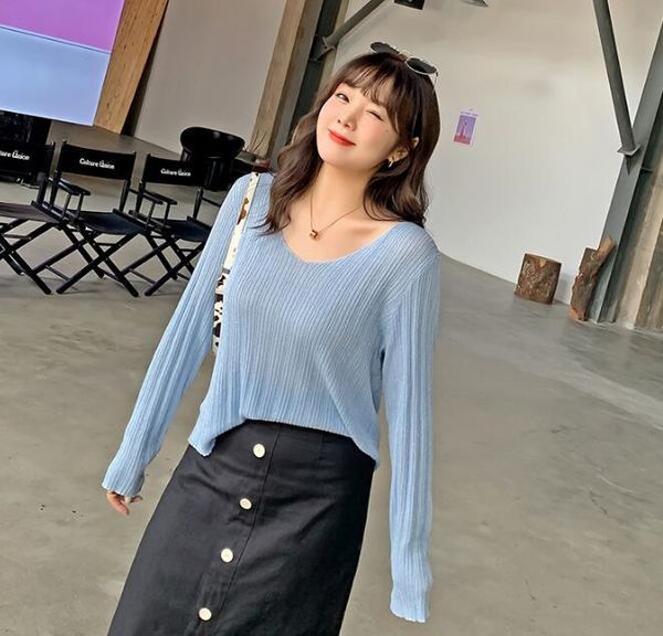 

women's sweaters ladies sweater v-neck long-sleeved knit, White;black