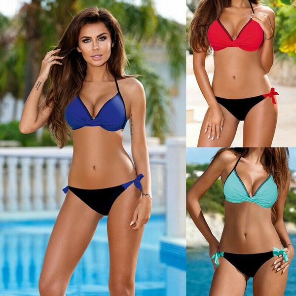 

women's swimwear bikini 2021 women brazilian push up swimsuit solid beachwear bathing suit thong biquini set, White;black