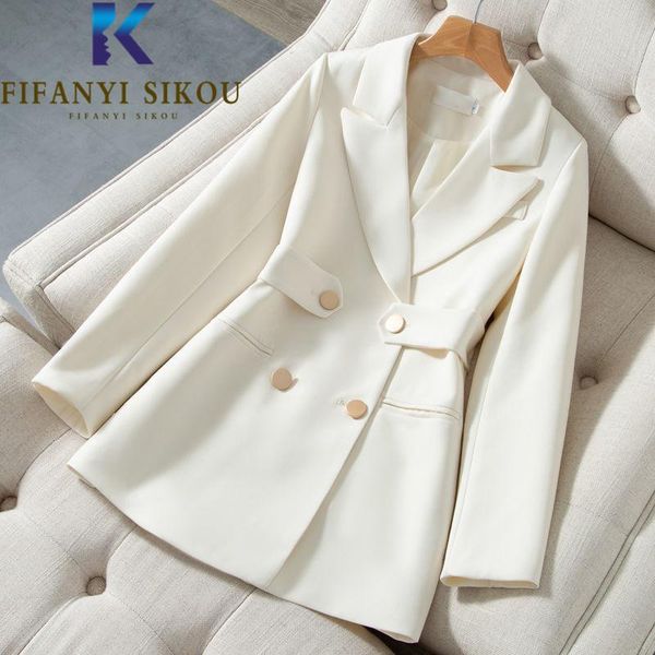 

women's suits & blazers 2021 autumn white blazer jackets women double breasted lapel fashion suit jacket ladies office slim coa, White;black