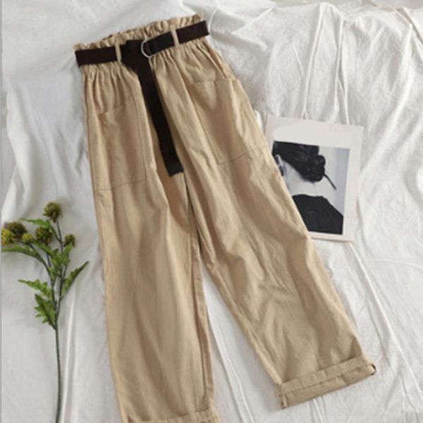 

women's pants & capris harajuku streetwear cargo women casual joggers sweatpants high waist loose female trousers korean pantalon belt, Black;white