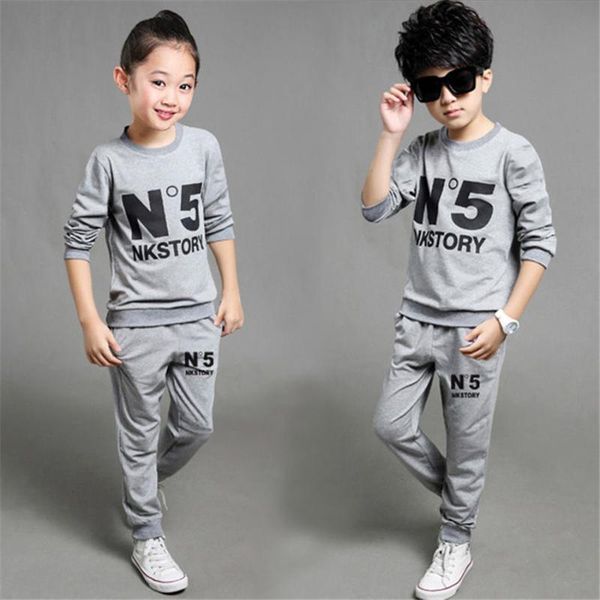 

clothing sets baby boys sport suit autumn sweatshirts and loose trousers teenage school boy outfit kids tracksuits, White