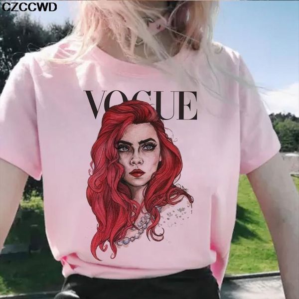 

90s summer princess letter womens vogue print short sleeved o neck tees vintage ullzang harajuku female, White