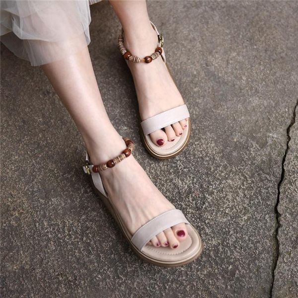 

sandals artmu original casual thick sole women's genuine leather summer wedge heels bohemian beach shoes 2021 handmade, Black