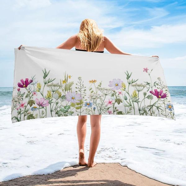 

spring flower vanilla wildflower bath towel microfiber travel beach towels soft quick-dry for adults yoga mat