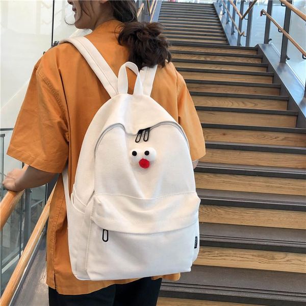 

backpack girl's women's cartoon cute canvas brooch high school college student bag