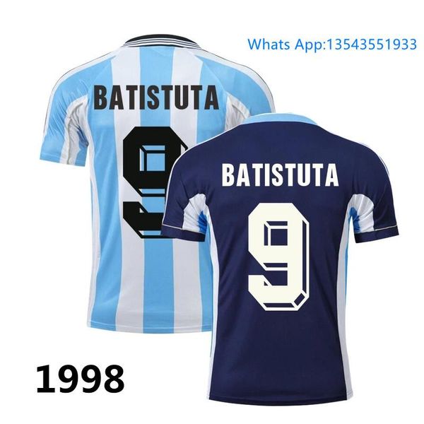 

racing jackets 1998 batistuta retro t-shirt home and away foolball shirts in stock, Black;red
