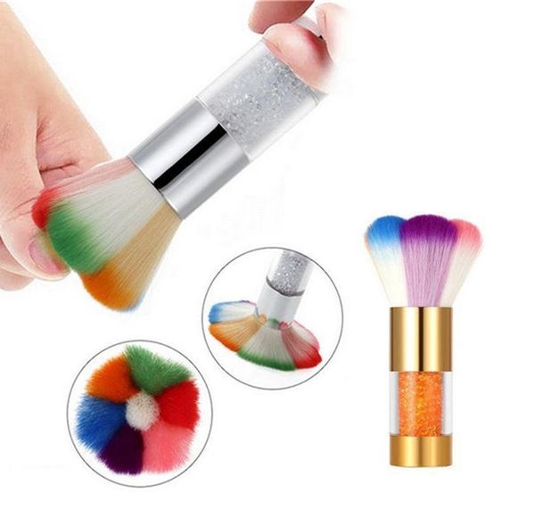 

makeup brush rainbow rhinestone nail dust cleaning petal multicolor brushes, Yellow