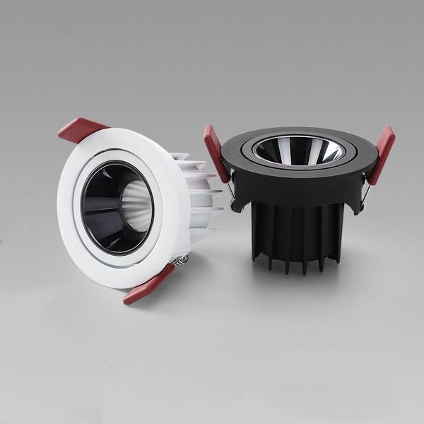 

downlights round angle adjustable anti glare recessed led downlight 7w 12w 15w 20w 85-265v cob ceiling kitchen living room indoor dimmable