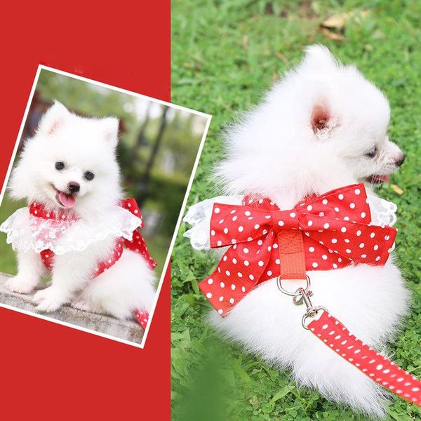 

pet supplies dog leash bow tie red chest strap collars & leashes
