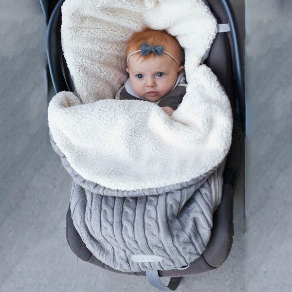 

born baby hooded swaddle knit wrap swaddling blanket warm pram sleeping bag bags
