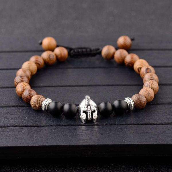

beaded, strands douvei vintage helmet prayer wood beads braided bracelet men black stone healing balance charm chakra for women abk040