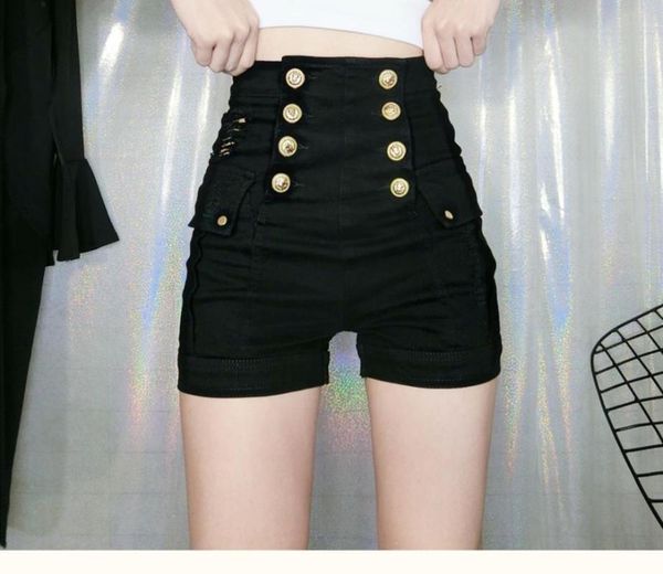 

women's shorts women double-breasted high waist female casual black fashion gothic girls 2021 uyxy, White;black