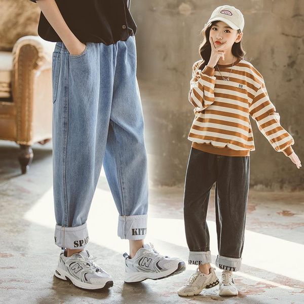

jeans teenage girls denim blue 2021 spring autumn casual pants 10 12 13 14 years