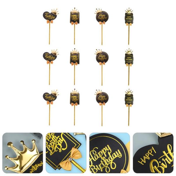 

12pcs birthday creative dessert ornament decorative cake er picks other festive & party supplies