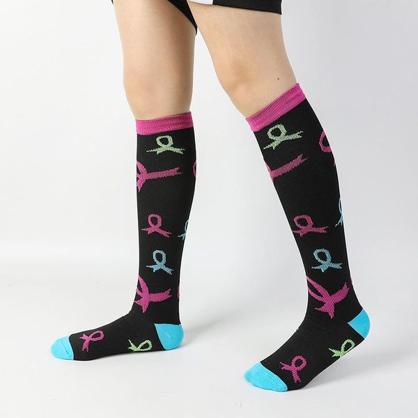 

sports socks women men compression knee high stocking long running soccer, Black